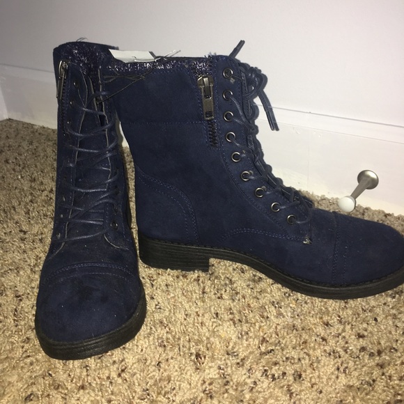 blue combat boots